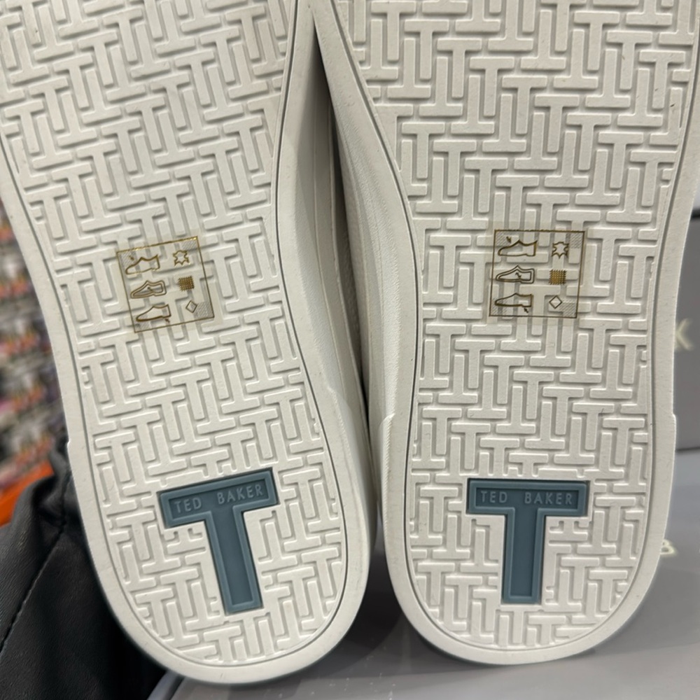 Ted Baker White Leather Sneakers with Pink/Gold Or Blue/gold Detail